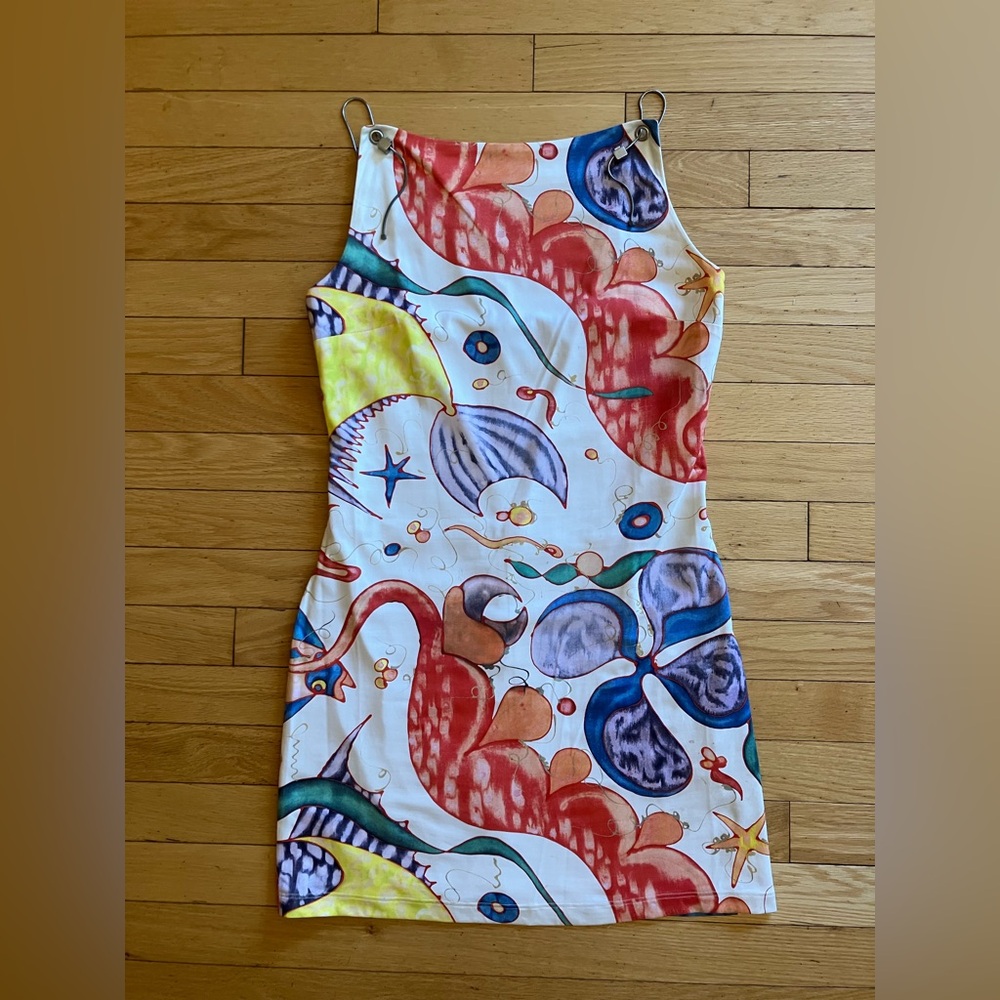 VERSACE 2000's Emily in Paris Sealife Mini Dress S - Picture 3 of 7